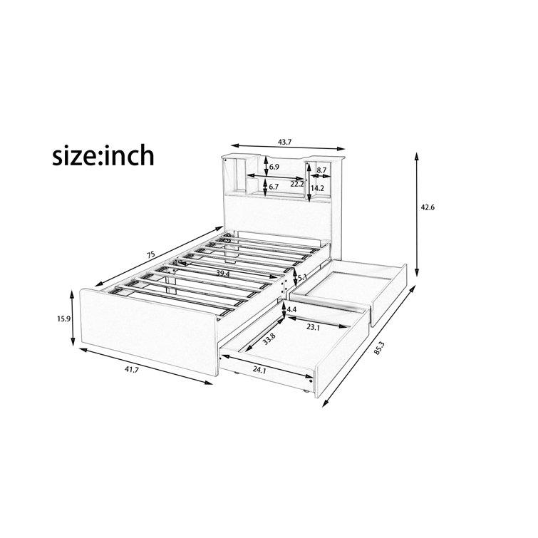 Ebern Designs Lammert Solid Wood Bookcase Bed Wayfair
